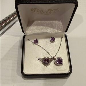 Amethyst and lab created white sapphire sterling silver set